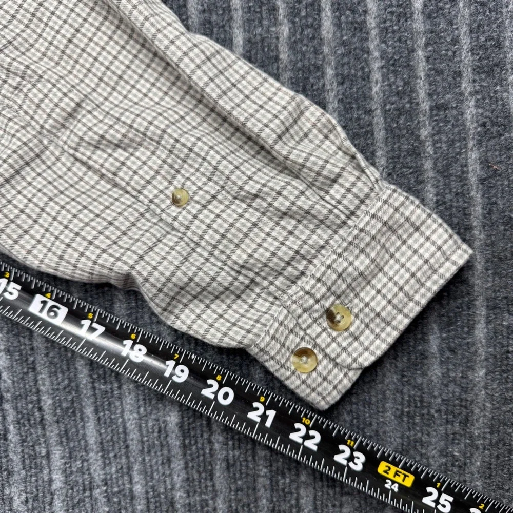 The North Face Button Down Shirt Large Gray Plaid Outdoor Hiking L/G (2178)